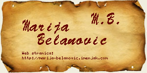 Marija Belanović vizit kartica